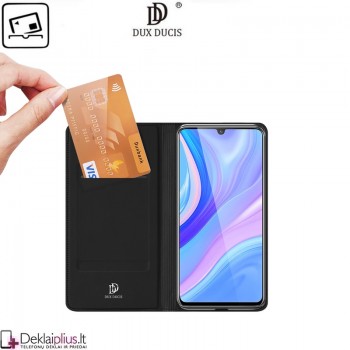Dux Ducis dirbtinės odos atverčiamas dėklas - juodas (Huawei P Smart S/Y8P)
